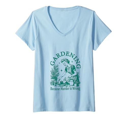 Damen Vintage Love Plant Gardening Lady Weil Mord falsch ist T-Shirt mit V-Ausschnitt Damen Vintage Love Plant Gardening Lady Weil Mord falsch ist T-Shirt mit V-Ausschnitt von Gardening Because Murder Is Wrong