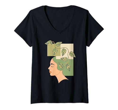 Damen Frau Pothos Pflanze Gartenarbeit Botanikerin Garten Frauen T-Shirt mit V-Ausschnitt von Gardening Gift For A Gardener
