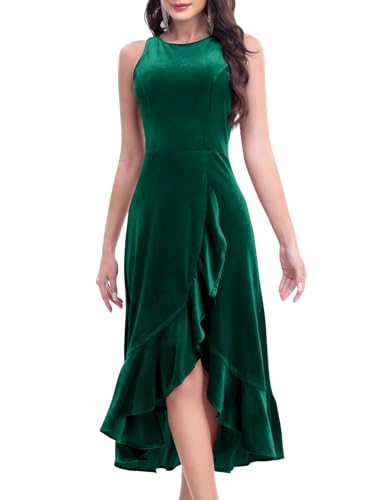 Samtkleid Abendkleid Lang Elegant Split Bodycon Kleid Lange Formelle Cocktail Party Kleider Hochzeitsgäste Ballkleid Festliches Partykleid Dark Green M von Gardenwed