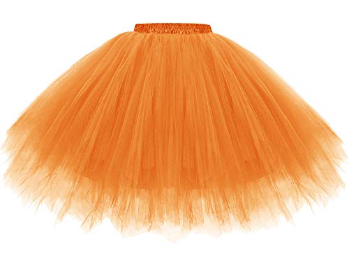 Gardenwed 50er Rockabilly Petticoat Tutu Damen Reifrock Tüllrock Kurz Mädchen Ballet Partykleider Tanzkleider 2021 Neujahr Jahrtreffen Gelegenheit Zubehör Orange XL von Gardenwed