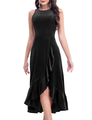 Gardenwed Samtkleid Abendkleid Lang Elegant Split Bodycon Kleid Lange Formelle Cocktail Party Kleider Hochzeitsgäste Ballkleid Festliches Partykleid Black S von Gardenwed