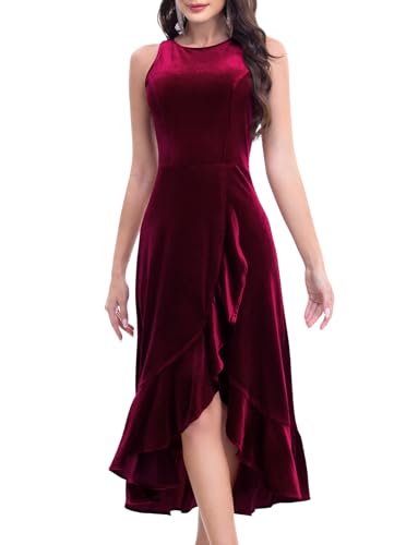 Gardenwed Samtkleid Abendkleid Lang Elegant Split Bodycon Kleid Lange Formelle Cocktail Party Kleider Hochzeitsgäste Ballkleid Festliches Partykleid Burgundy M von Gardenwed