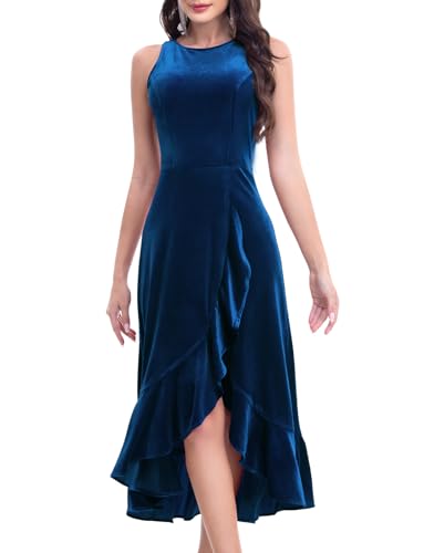 Gardenwed Samtkleid Abendkleid Lang Elegant Split Bodycon Kleid Lange Formelle Cocktail Party Kleider Hochzeitsgäste Ballkleid Festliches Partykleid Navy XL von Gardenwed