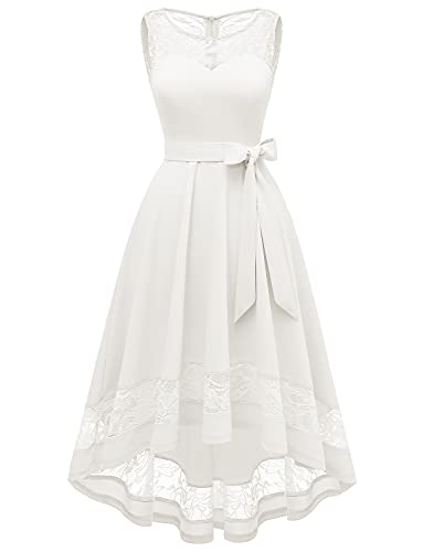 Gardenwed Weiß Mutter der Braut Kleider, alle weißen semi-Formale Hochzeit Gast Hi Low Lace Kleider White L von Gardenwed