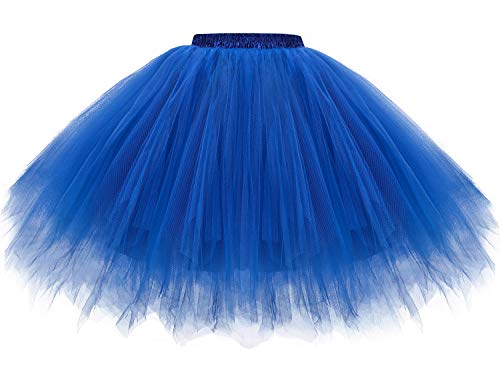 Gardenwed Damen Petticoat 50er Jahre Retro Rockabilly Tutu Ballet Tüllrock Cosplay Crinoline Tütü Ballet Blase Rock Puffy Tutu Tanzkleid Tüllrock Blau Royalblue M von Gardenwed