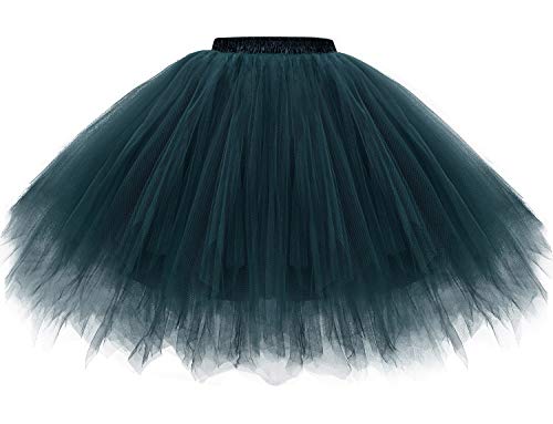 Gardenwed Damen Petticoat 50er Rockabilly Jahre Retro Tutu Ballet Tüllrock Cosplay Crinoline Tütü Rock in Grün Ballet Tanzkleid Karneval Kostüm Rockabilly in Grün Dark Green-L von Gardenwed