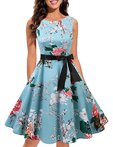 Gardenwed Damen 1950er Vintage Cocktailkleid Rockabilly Retro Schwingen Kleid Faltenrock Floral 3XL von Gardenwed