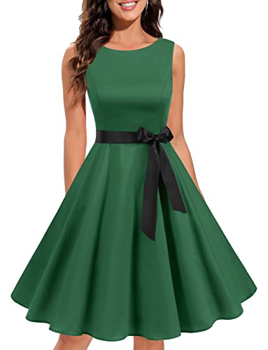 Gardenwed Kleid für Weihnachten Damen cocktailkleid Retro Kleid Rockabilly Damen 50er Jahre Kleid Damen Audrey Hepburn Kleid Petticoat Kleider Green L von Gardenwed