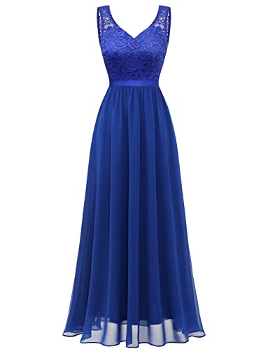 Gardenwed Abendkleider Elegant für Hochzeit Damen Kleider Cocktailkleid Spitzenkleid Festliche Kleider für Damen Ballkleid Royal Blue 2XL von Gardenwed