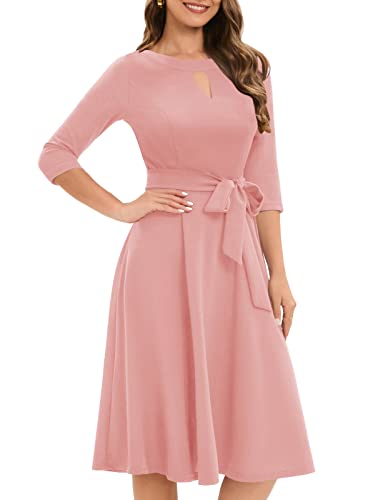 Gardenwed Schwarzes Kleid Abendkleider Elegant für Hochzeit Cocktailkleid Damen Festliche Kleider für Damen Hochzeit gast 50 Jahre Damen Rockabilly Kleider Blush M von Gardenwed