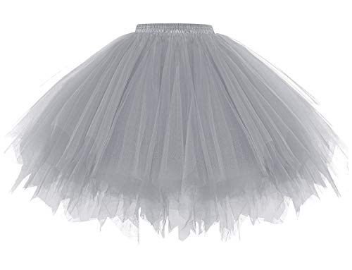 Gardenwed Tüllrock Damen Petticoat kurz Tüllrock in Grau Tütü Tuellrock Ballet Tanzkleid Graues Tütü Reifrock Unterrock Tüll Rock in Grau Ballet Tanzkleider Grey L von Gardenwed