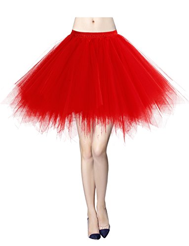 Gardenwed Tüllrock in Rot - Damen Karneval Kostüm Kurz - Rotes Tütü Rock Ballett Unterrock Crinoline Petticoat Tutu Tüllrock Cosplay Crinoline Unterkleid Rot von Gardenwed