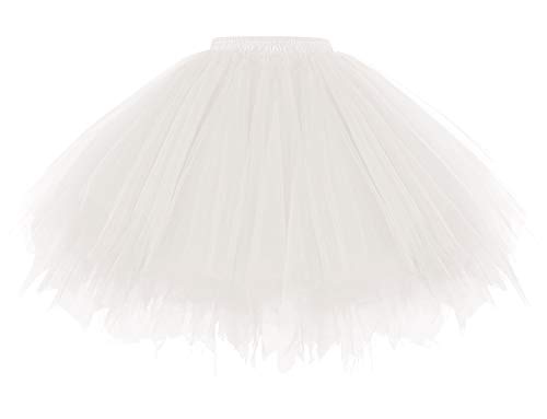 Gardenwed tütü weiß Petticoat Tutu kurz Damenrock Tüllrock weiß Karneval Kostüm Rockabilly Kleider 50s Retro Tutu weiß Damen Röcke Ballet Tanzkleid White S von Gardenwed