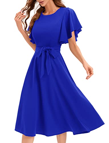 Kleid Rockabilly Damen Festliche Kleider für Damen Cocktailkleid Damen Vintage Kleider Damen 50er Jahre Kleid Damen Retro Petticoat Swing Partykleid Royal Blue XS von Gardenwed