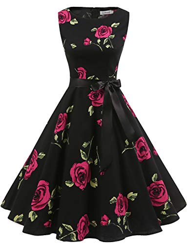 Kleider Kleid Rockabilly Damen cocktailkleid Vintage Kleider 60er Jahre Audrey Hepburn Kleid Kleid festlich Damen 50er Jahre Kleider Damen Petticoat Kleid Black Rose XS von Gardenwed