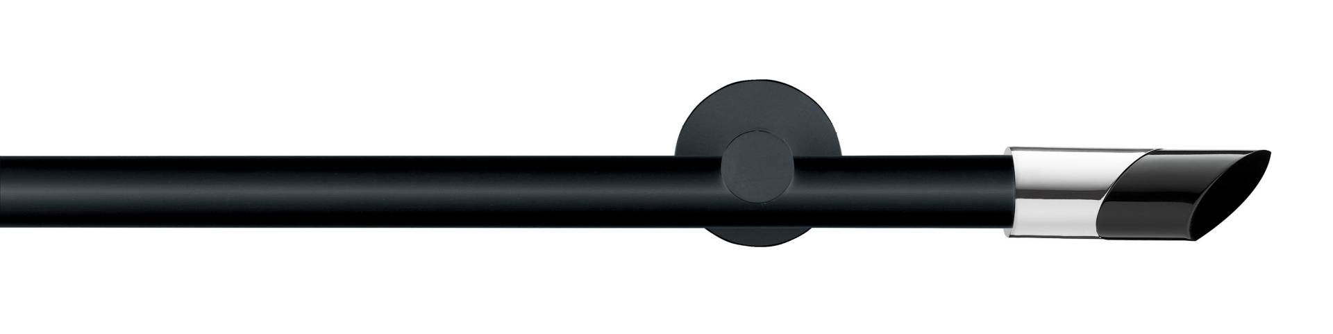 GARESA Gardinenstange "BLACK", 1 läufig-läufig, Wunschmaßlänge, Vorhanggarnitur, Innenlauf, verlängerbar, Knopf abgeschrägt 2-farbig von Garesa