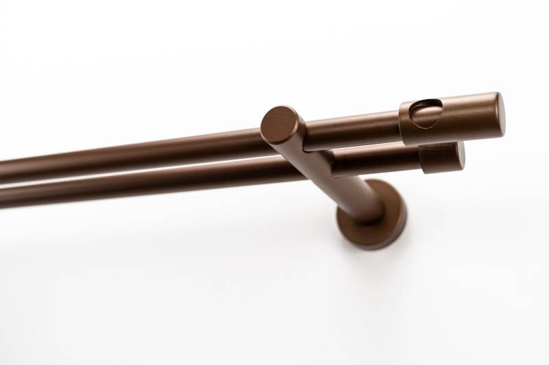 GARESA Gardinenstange "PANDRI" Ø 20 mm 2 läufig-läufig Wunschmaßlänge Vorhanggarnitur, verlängerbar, gerader Knopf mit Ausschnitt von Garesa