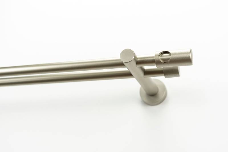 GARESA Gardinenstange "PANDRI" Ø 20 mm 2 läufig-läufig Wunschmaßlänge Vorhanggarnitur, verlängerbar, gerader Knopf mit Ausschnitt von Garesa