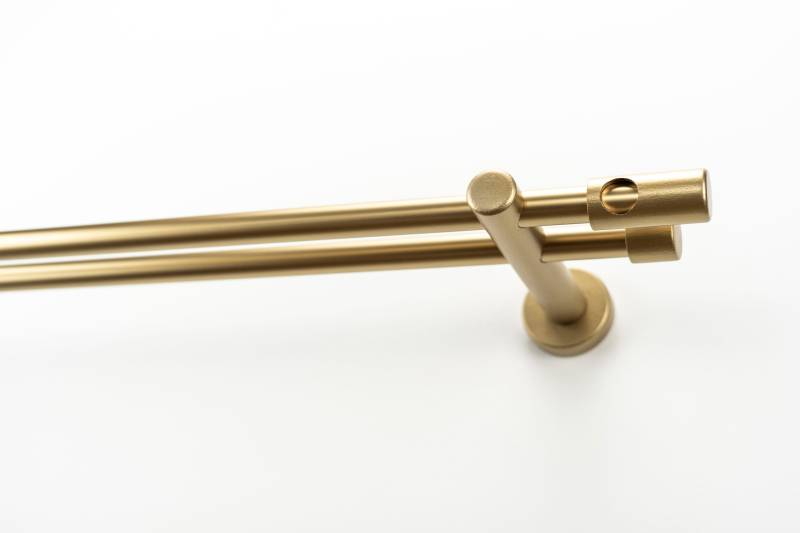 GARESA Gardinenstange "PANDRI" Ø 20 mm 2 läufig-läufig Wunschmaßlänge Vorhanggarnitur, verlängerbar, gerader Knopf mit Ausschnitt von Garesa