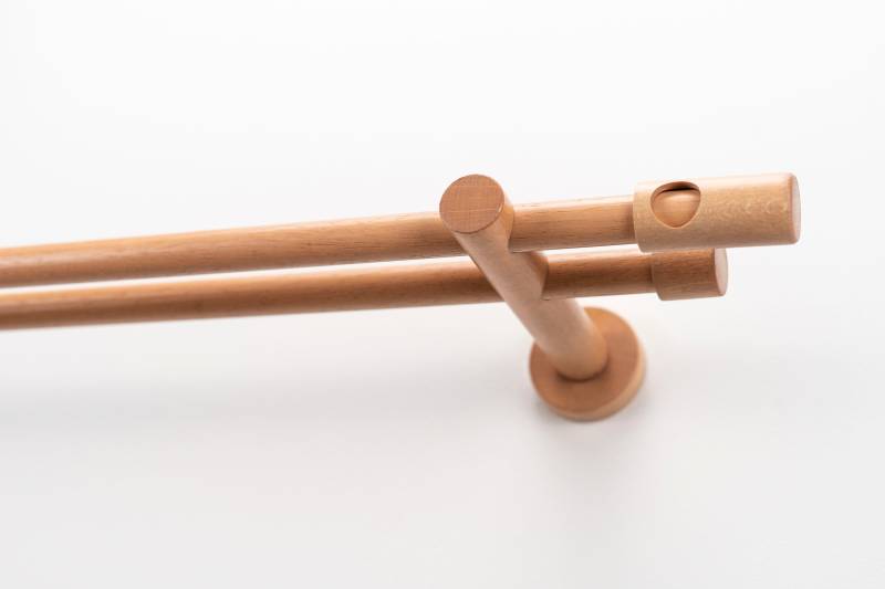 GARESA Gardinenstange "PANDRI" Ø 20 mm 2 läufig-läufig Wunschmaßlänge Vorhanggarnitur, verlängerbar, gerader Knopf mit Ausschnitt von Garesa