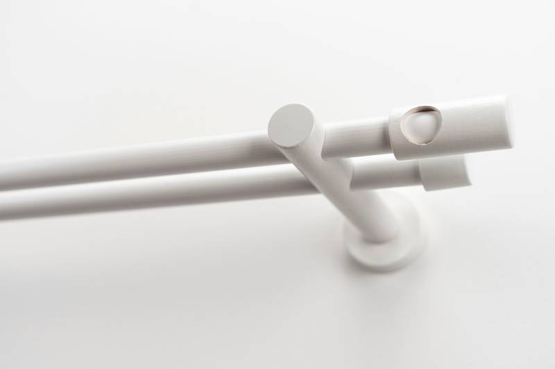 GARESA Gardinenstange "PANDRI" Ø 20 mm 2 läufig-läufig Wunschmaßlänge Vorhanggarnitur, verlängerbar, gerader Knopf mit Ausschnitt von Garesa