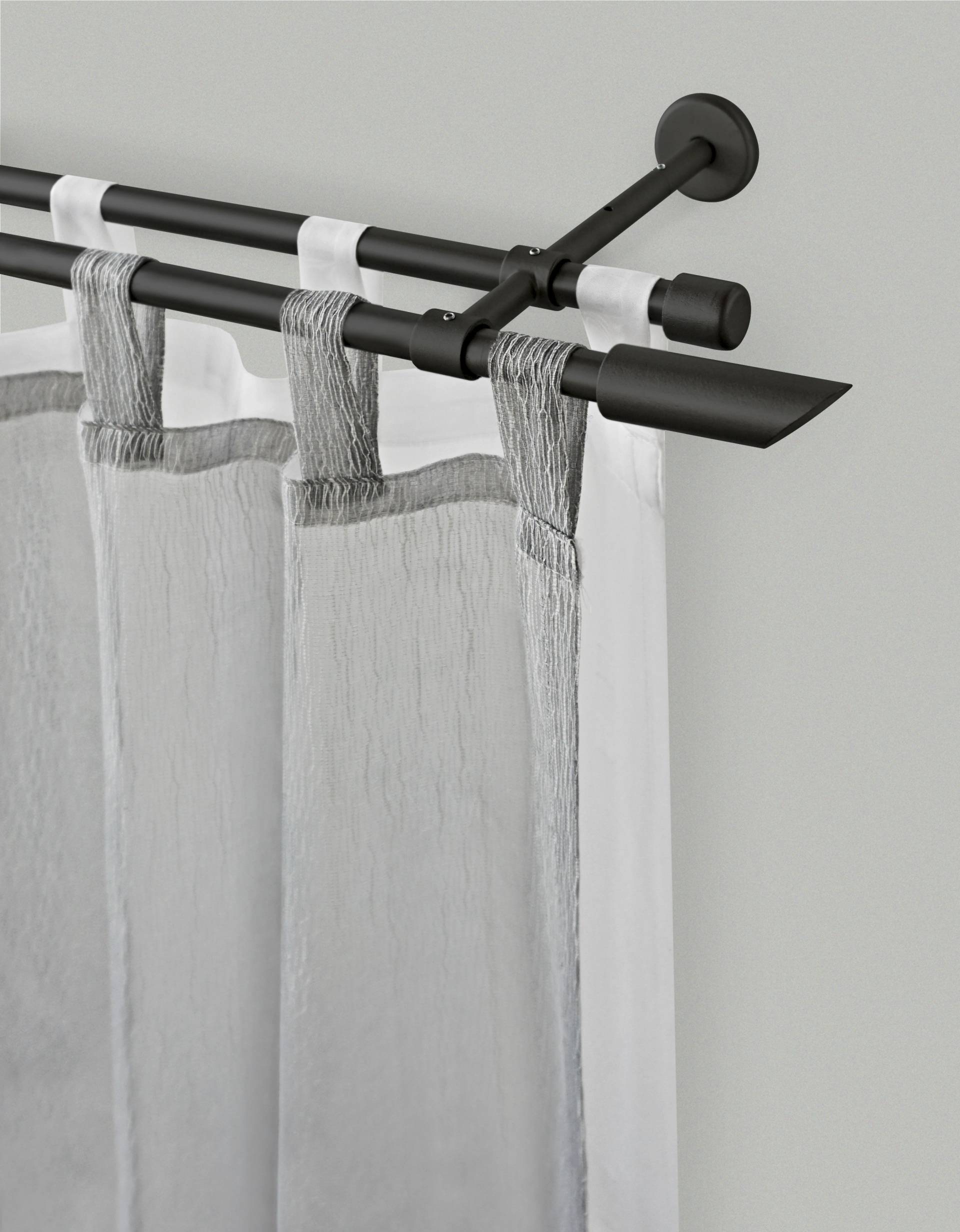 GARESA Gardinenstange "ZYLI" Ø 16 mm 2 läufig-läufig Wunschmaßlänge Vorhanggarnitur, verlängerbar, Knopf abgeschrägt, ohne Ringe von Garesa