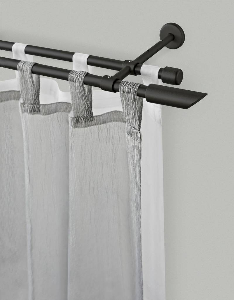 GARESA Gardinenstange "ZYLI" Ø 16 mm 2 läufig-läufig Wunschmaßlänge Vorhanggarnitur, verlängerbar, Knopf abgeschrägt, ohne Ringe von Garesa