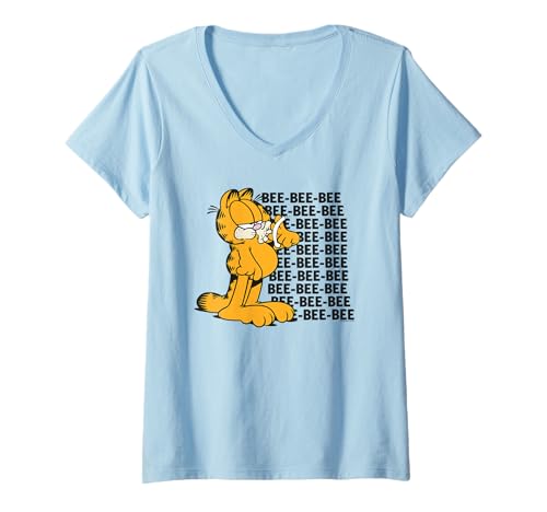 Damen Garfield Comic-Motiv im Retro-Stil, Motiv Monday Blues Bored Cat T-Shirt mit V-Ausschnitt von Garfield
