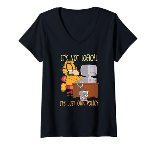 Damen Garfield - It's Not Logical It's Our Policy Fun T-Shirt mit V-Ausschnitt von Garfield