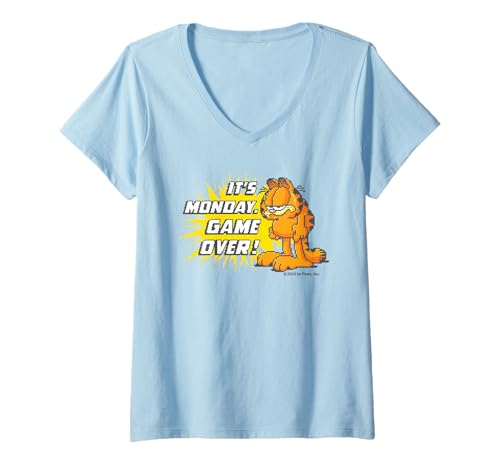 Damen Pixelgrafikspiel Over Monday Daily Grind Retro-Klassiker T-Shirt mit V-Ausschnitt von Garfield