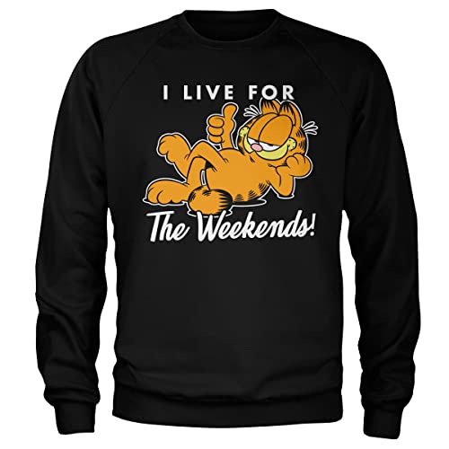Garfield Offizielles Lizenzprodukt Live for The Weekend Sweatshirt (Schwarz), Klein von Garfield