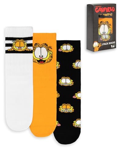 Garfield Socks 3 Pack Adults Unisex Cat Movie Multicolour Footwear von Garfield