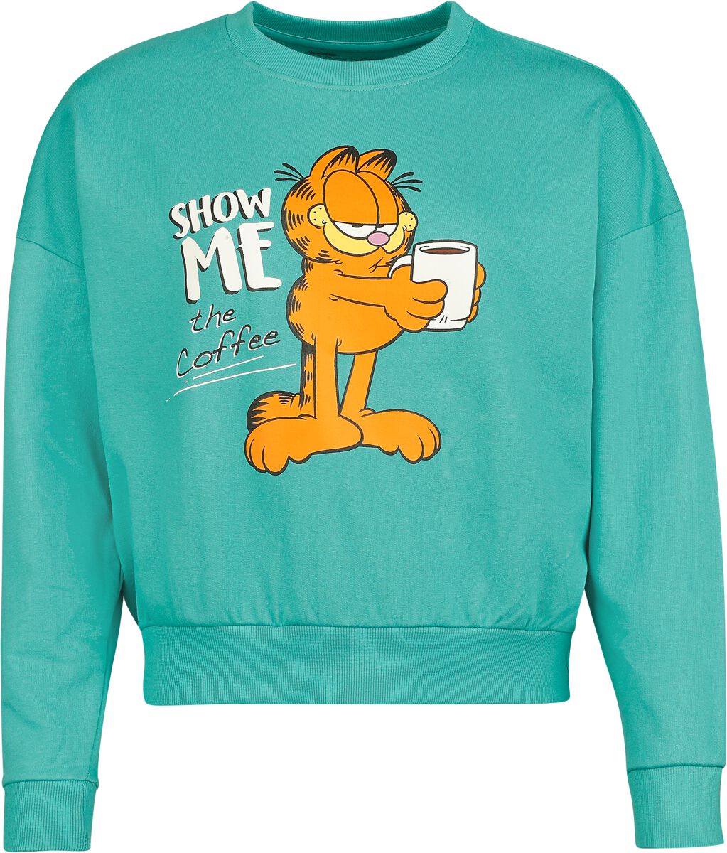 Garfield Sweatshirt - Show Me The Coffee - S bis 3XL - für Damen - Größe XXL - türkis  - EMP exklusives Merchandise! von Garfield