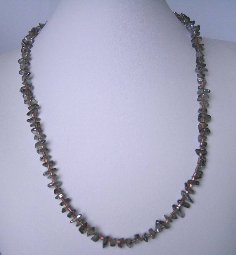 Mittellange Glasperlenkette in Kupfer Und Kristall von Garfunkelstein