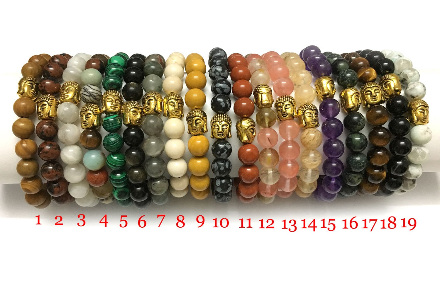 Frauen Armband, Herren Stein Perlen Gold Buddha Armband Schmuck 8 Mm 7 "' von GargiaJewelry
