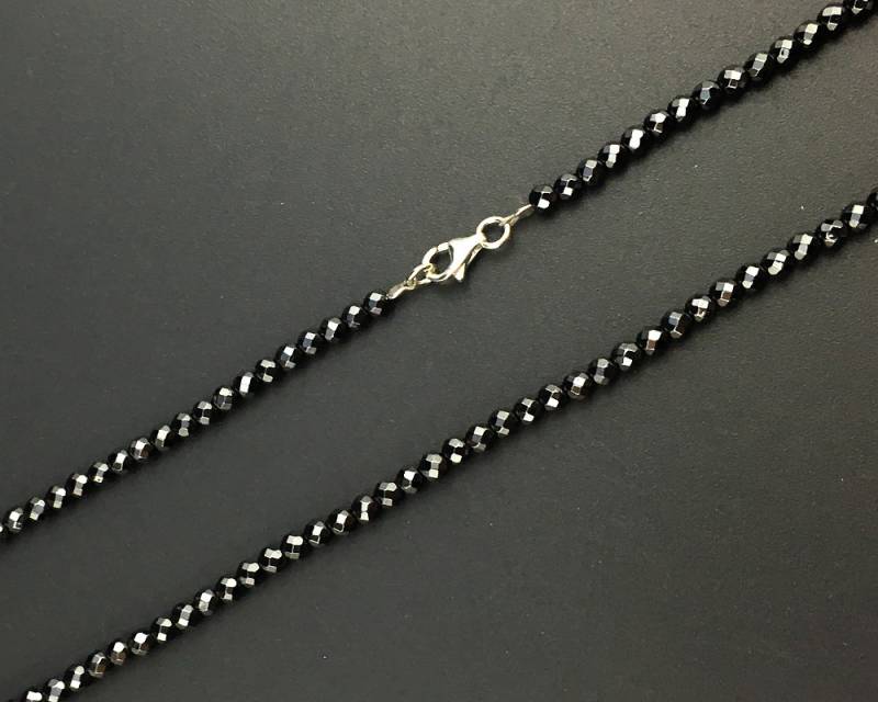 Frauen Halskette, Hämatit Naturstein Perlen 925 Silberverschluss 3 Mm 4 von GargiaJewelry