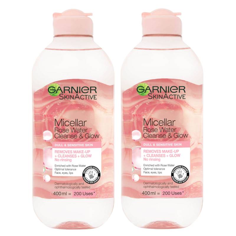 Garnier Micellar Rose Water Cleanse & Glow 400ml Duo Pack von Garnier