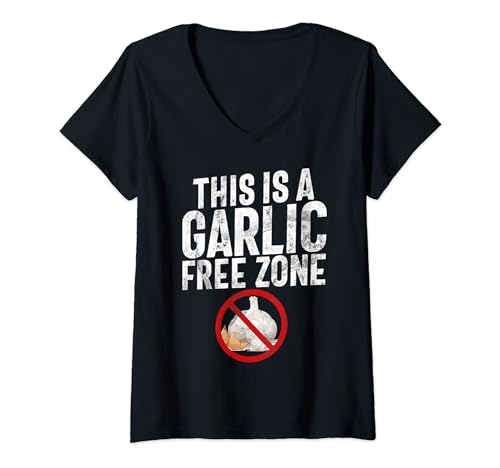 Damen Knoblauchallergie-Bewusstseinswarnung, allergisch T-Shirt mit V-Ausschnitt von Garlic Allergy Awareness Quotes