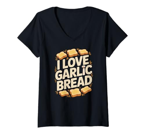 Damen Ich Liebe Knoblauchbrot Toasty Passion T-Shirt mit V-Ausschnitt Damen Ich Liebe Knoblauchbrot Toasty Passion T-Shirt mit V-Ausschnitt von Garlic Bread Enthusiast Delight