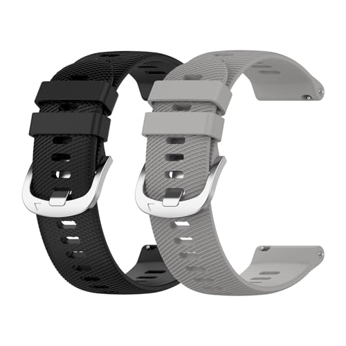 Garmcool 2 Stück 22mm Silikon Armband Kompatibel mit Garmin Forerunner 255/ Vivoactive 4 / Venu 3 Armbänder Schwarz Weiß Ersatz Sport Loop Uhrenarmband für Herren von Garmcool