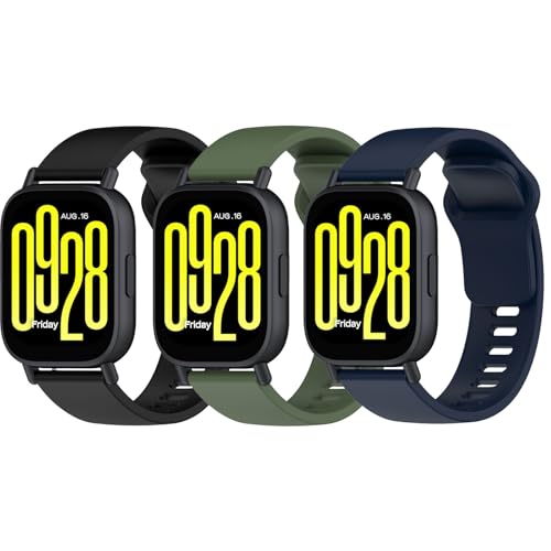 Garmcool 22 mm Armbänder Kompatibel für Xiaomi Redmi Watch 5 Active/Lite Armband Silikon Sport Ersatzarmband für Damen Herren Band Schwarz,Blau,Dunkel Grün von Garmcool