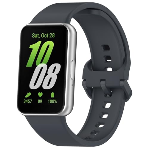 Garmcool Band Kompatibel mit Samsung Galaxy Fit 3 Armband Grau Silikon für Damen Herren Armbänder Ersatz Sport Loop Ersatzarmbänder (kein uhr) von Garmcool
