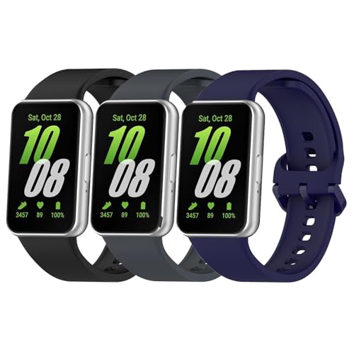 Garmcool Band Kompatibel mit Samsung Galaxy Fit 3 Armband Schwarz Blau Grau Silikon für Damen Herren Armbänder Ersatz Sport Loop Ersatzarmbänder (kein Uhr) von Garmcool