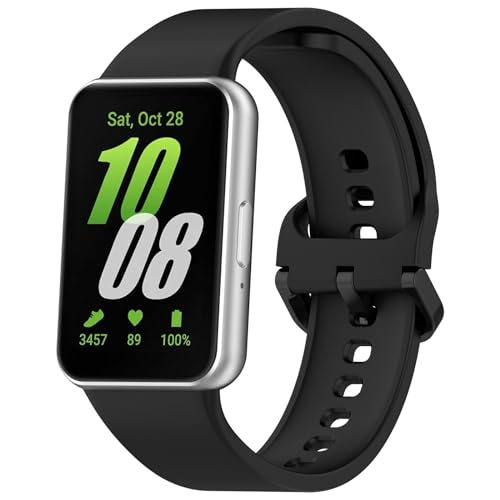 Garmcool Band Kompatibel mit Samsung Galaxy Fit 3 Armband Schwarz Silikon für Damen Herren Armbänder Ersatz Sport Loop Ersatzarmbänder (kein uhr) von Garmcool