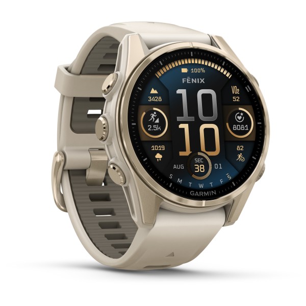 Garmin - Fenix 8 AMOLED Sapphire - Multifunktionsuhr Gr Ø 43 mm nebelgrau / softgold von Garmin