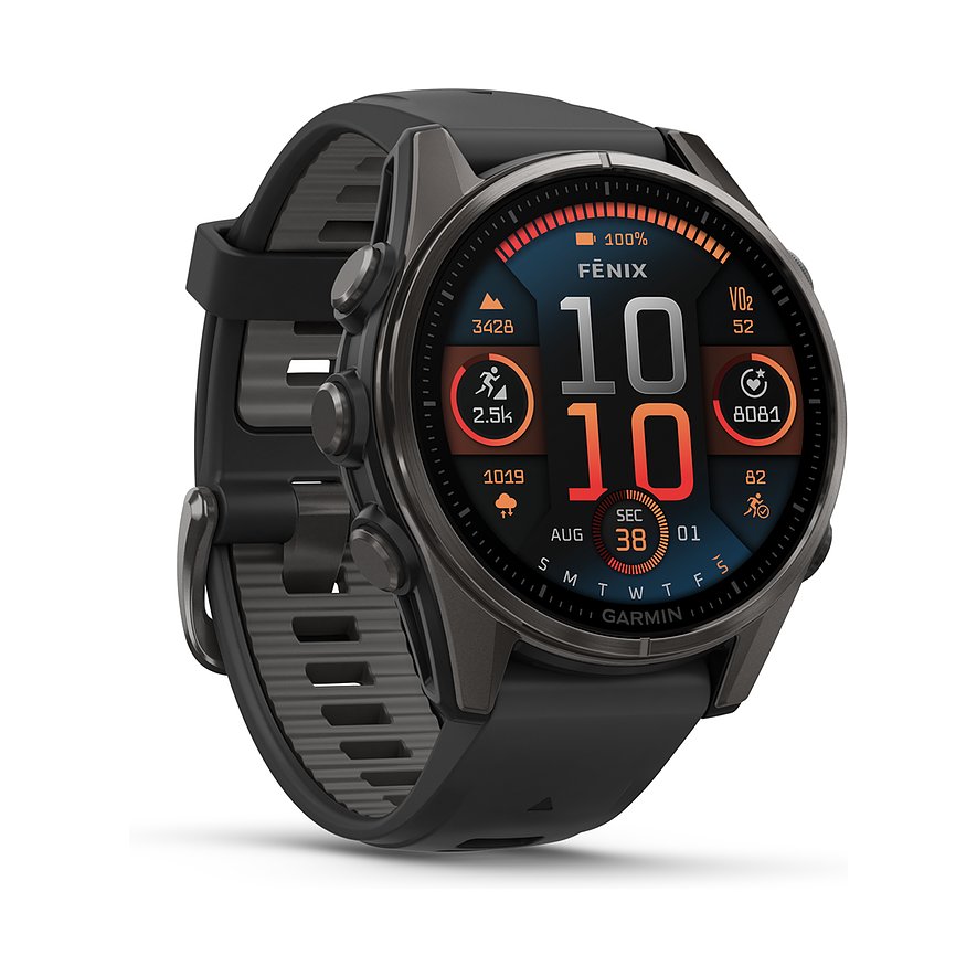 Garmin Smartwatch Fenix  8 - 43 mm AMOLED Sapphire Schwarz Carbongrau Titan  010-02903-21 von Garmin