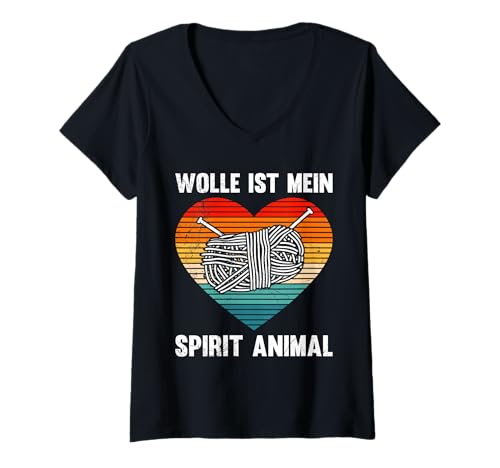Damen Sammlung WOLLE IST MEIN SPIRIT ANIMAL Wolle Sammlung T-Shirt mit V-Ausschnitt Damen Sammlung WOLLE IST MEIN SPIRIT ANIMAL Wolle Sammlung T-Shirt mit V-Ausschnitt von Garn Sammlung Wolle Shirt Damen Garn Sammler
