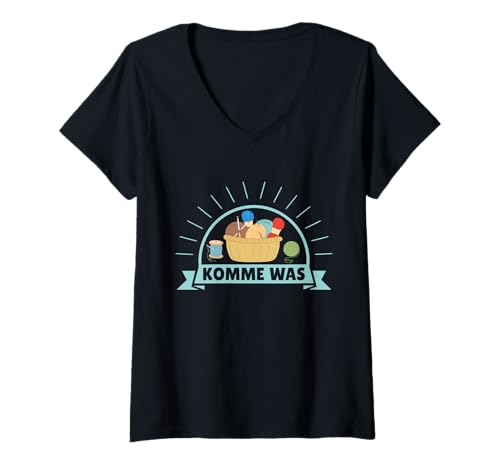 Damen Wolle Sammlung KOMME WAS WOLLE Lustiges Garn Sammlung T-Shirt mit V-Ausschnitt Damen Wolle Sammlung KOMME WAS WOLLE Lustiges Garn Sammlung T-Shirt mit V-Ausschnitt von Garn Sammlung Wolle Shirt Damen Garn Sammler
