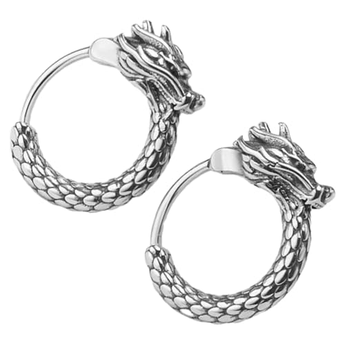 1Paar Retro Drachen Ohrringe Ethno Creolen für Männer Winzige Reifen Chinesische Drachen Ohrmanschetten Stilvolles Accessoire für Modebewusste Männer Perfektes von Garneck