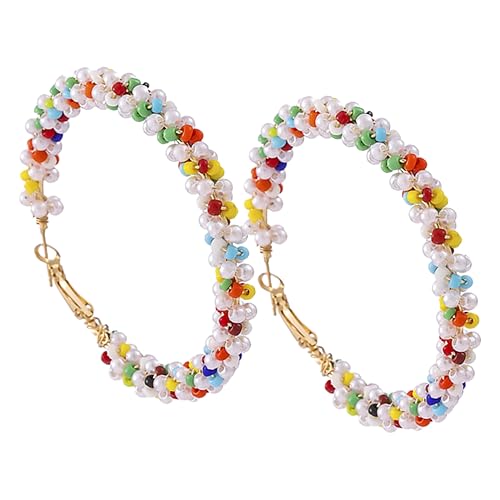 Garneck Perlencreolen Für Damen Boho Stilische Ohrringe Mit Perlenverzierung Große Creolen Für Frauen Statement-ohrringe Für Jeden Anlass Elegant Und Schön von Garneck